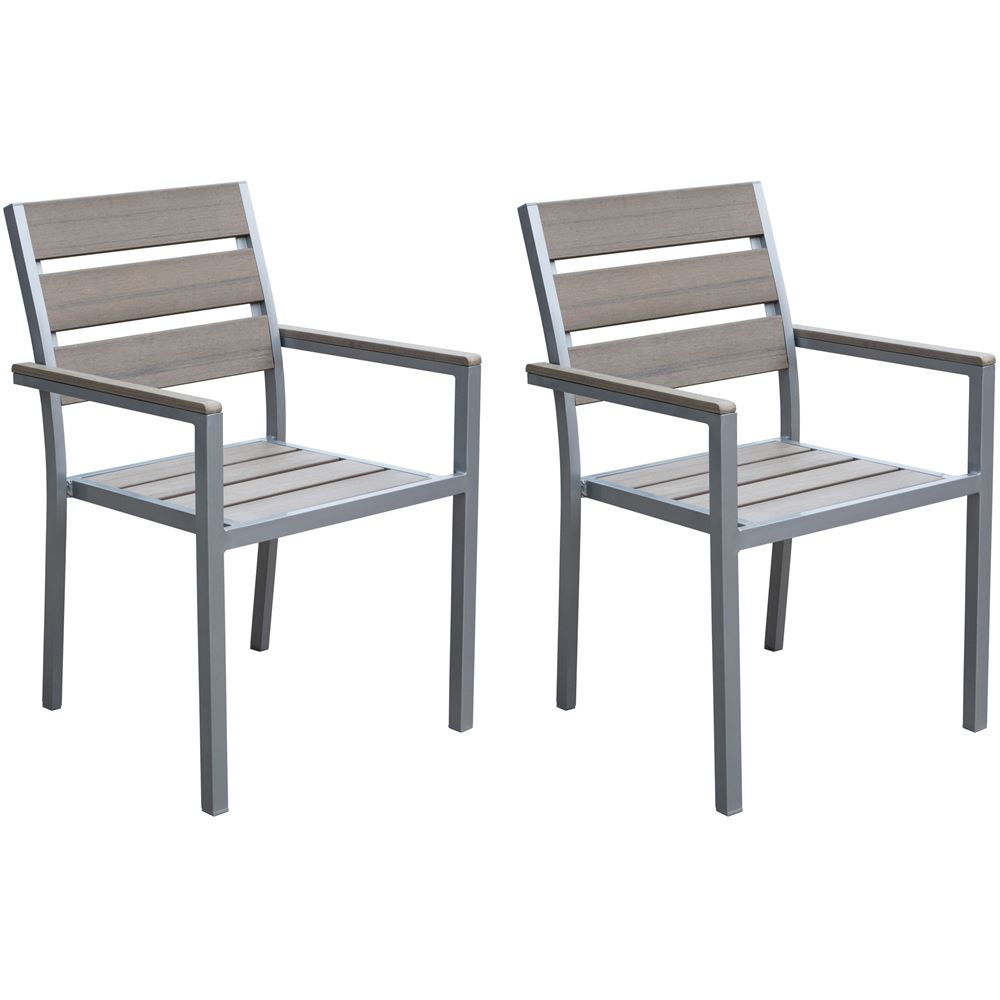 Image of CorLiving Gallant Set of 2 Grey Sun Bleached Outdoor Dining Chairs