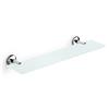 WS Bath Collections Noanta 4.5-in x 15.4-in x 2.2-in Frosted Safety Glass Bathroom Shelf With Chromed Brass Base