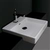 WS Bath Collections 17.7-in 7.7-in White Ceramica Valdama Semi-Recessed Square Bathroom Sink