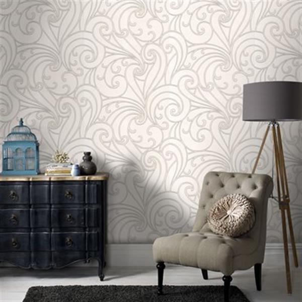 Graham & Brown 56 sq ft Verona Saville Silver Unpasted Wallpaper | Lowe's  Canada