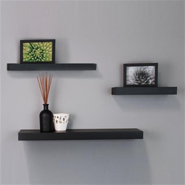Kiera Grace Maine Black Wall Shelves, Long Black Floating Shelves