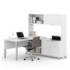 Bestar Pro-Linea 72-in L-Shaped Desk with Metal Legs and Hutch - White