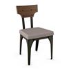 Amisco Rally Dining Chair - Taupe Grey Faux Leather - Brown Distressed Wood - Gun Metal