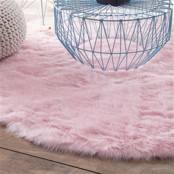 Nuloom Cloud Gy 5 Ft Round Pink, Round Pink Area Rug