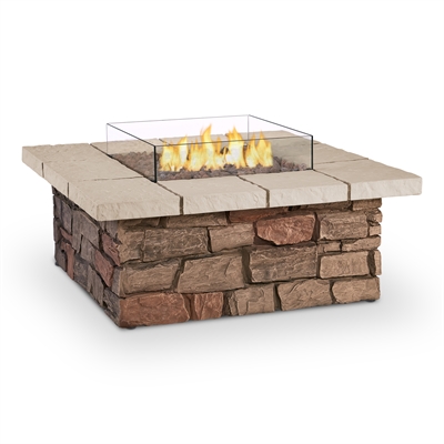 Image of Real Flame Sedona Square Propane Fire Table - 38.25" x 19" - Faux Stone