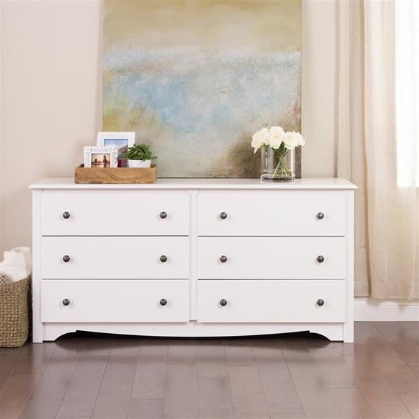 Prepac Monterey White 6 Drawer Dresser, Real Wood Dressers Canada