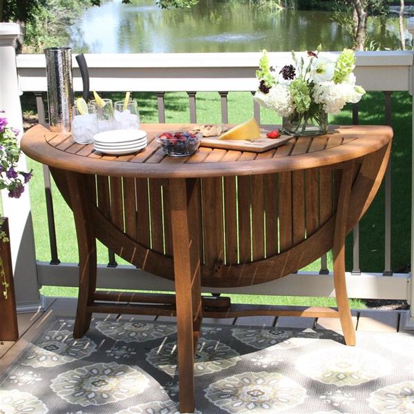 Outdoor Interiors Round Extendable Table Dining 48 In W X L With Umbrella Hole Lowe S Canada - Small Patio Table With Umbrella Hole Canada
