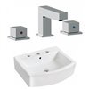 American Imaginations 22.25-in W Rectangle Vessel Set With 3 Hole 8-in CTC Center Faucet White
