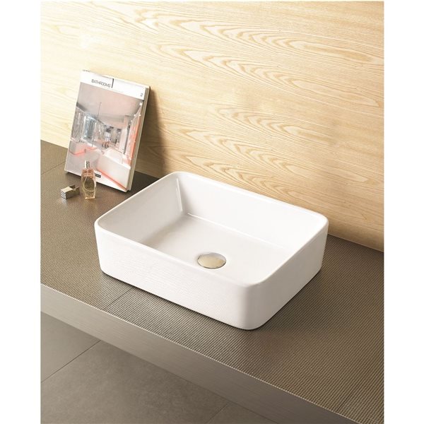 American Imaginations 18 75 In W Rectangle Above Counter Vessel Set With Deck Mount Faucet White Lowe S Canada - Rectangle Top Mount Bathroom Sink