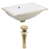 American Imaginations White 18.25-in CUPC Ceramic Rectangular Undermount Sink Set With Gold Sink Drain