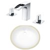 American Imaginations Chrome/White 16.5-in W CSA Ceramic Undermount Oval Sink Set With 3 Hole 8-in Faucet