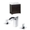American Imaginations 36-in Elite Brown Single Sink Bathroom Vanity Set with White Marble Top and Chrome Faucet