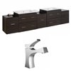 American Imaginations 89.5-in Xena Dawn Grey Double Sink Bathroom Vanity Set with Black Ceramic Top and Faucet