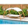 Leisure Season Wooden Swing Bed with Canopy - 126-in W x 63-in D x 69-in H