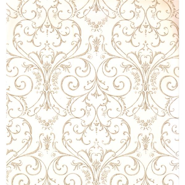 York Wallcoverings Damask Traditional Wallpaper - White/Cream | Lowe's  Canada