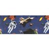 Retro Art Astronaut and Spaceship Wallpaper - Dark Blue