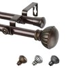 Rod Desyne Magnolia 120-in to 170-in Cocoa Steel Double Curtain Rod