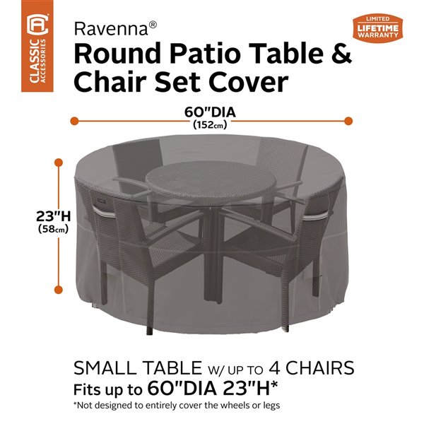 Classic Accessories Ravenna Patio Table, Classic Accessories Ravenna Large Round Patio Table And Chair Set Cover