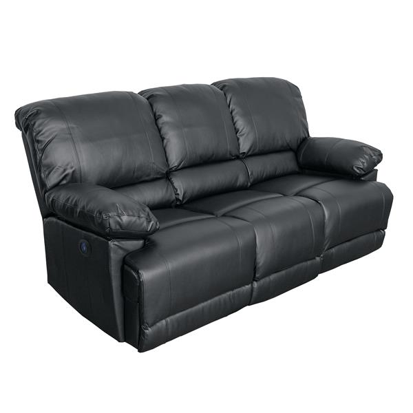 Corliving Bonded Leather Reclining Sofa, Black Leather Reclining Sofa And Loveseat Set