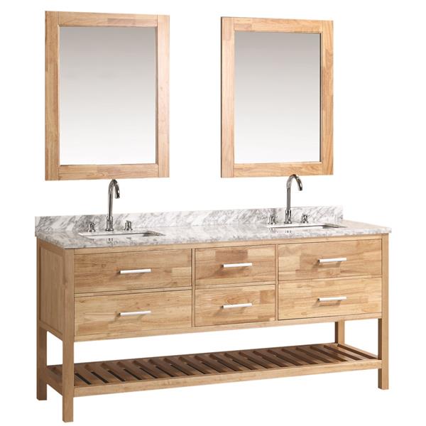 Double Vanity With Matching Mirror, Natural Wood Vanity Canada
