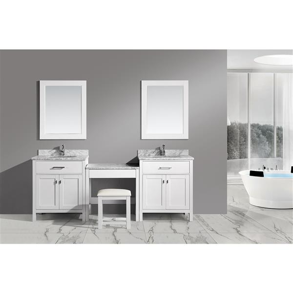 London Two Vanities With Table And, 90 Inch Vanity