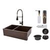 Premier Copper Products Copper Kitchen Sink with Faucet and Drain -  33-in