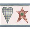 Norwall Hearts and Stars Kitchen Wallpaper Border - Green/Blue