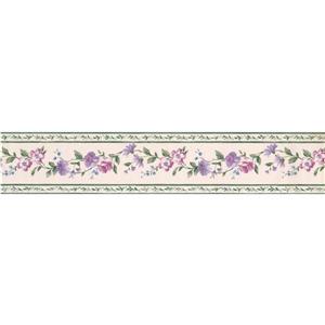 Retro Art Floral Damask Wallpaper Border - Purple/Pink | Lowe's Canada