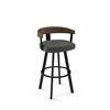 Amisco Lars 25.5-in Swivel Counter Stool - Charcoal Grey Polyester - Brown Wood - Black Metal