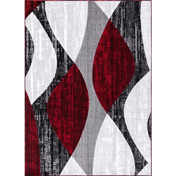 Segma Whirlred Area Rug 5 Ft X 8, Red Black Gray And White Area Rug