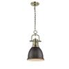 Golden Lighting Duncan Pendant Light with Chain and Shade - Aged Brass