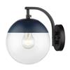 Golden Lighting Dixon Sconce in Black with Clear Glass and Navy Cap