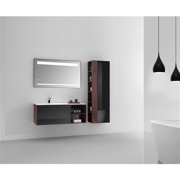 Walnut Single Sink Bathroom Vanity, 48 Bathroom Vanity Set With Mirror