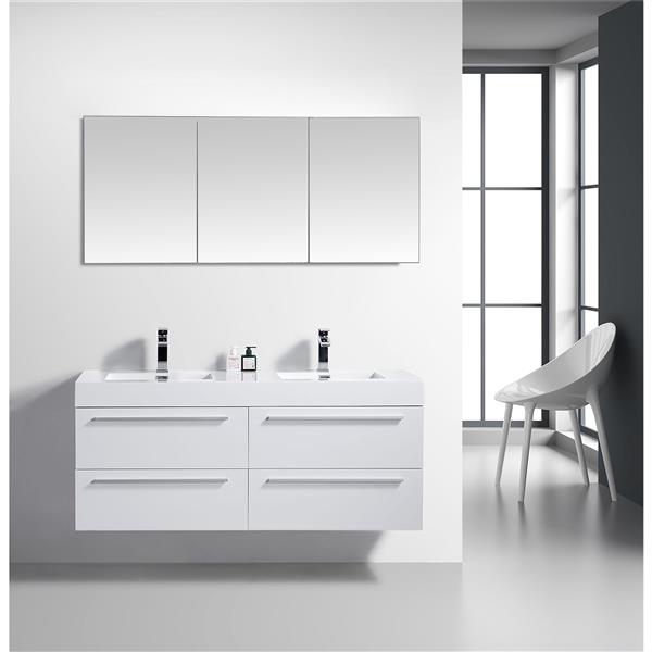 Gef Rosalie 60 In White Double Sink, Bathroom Vanity And Medicine Cabinet Sets