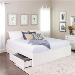 Prepac Select Platform Bed With 2, White King Bed Frame With Storage