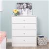 Prepac Astrid Dresser with Acrylic Knobs -  4-Drawer - White