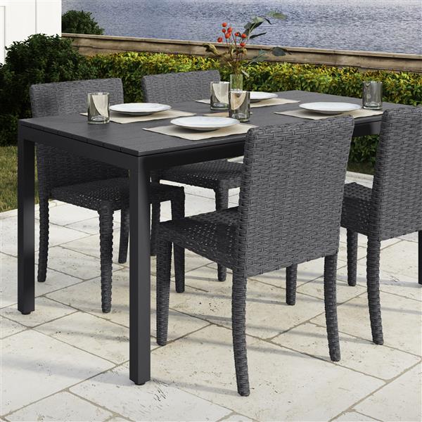Corliving Outdoor Dining Table Black, 8 Seat Patio Dining Set Canada