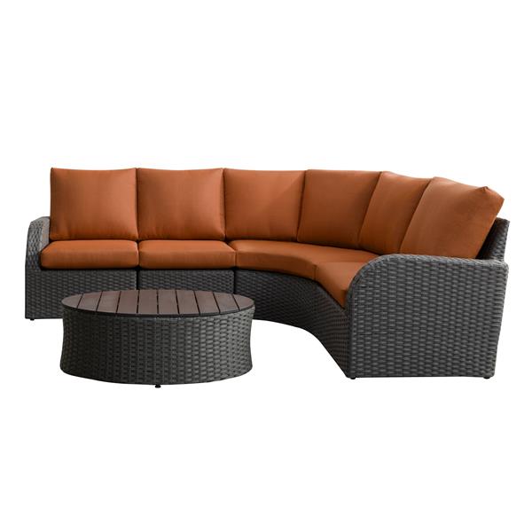 Corliving Curved Sectional Patio Set Charcoal Grey Orange 5pc Lowe S Canada - Round Sectional Patio Set