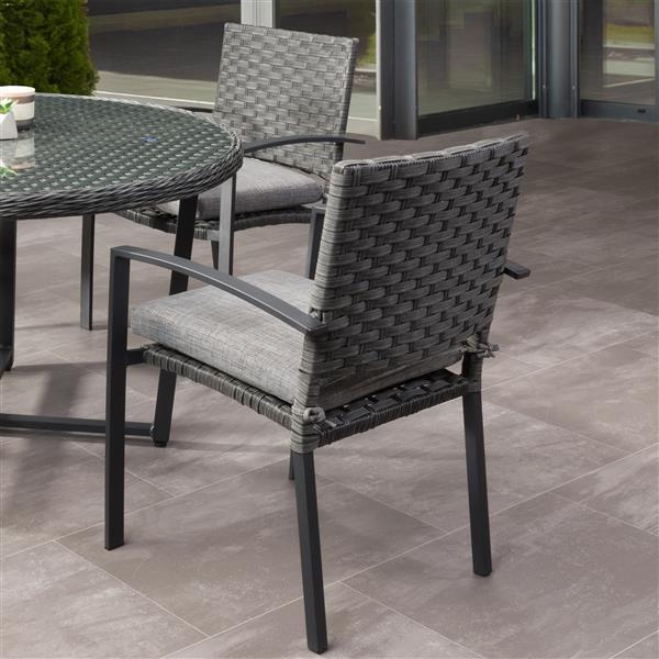 Corliving Rattan Patio Dining Chairs Charcoal Grey Set Of 4 Lowe S Canada - Rattan Patio Dining Set Canada