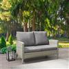 CorLiving Rattan Patio Loveseat - Blended Grey /Grey Cushions - 53""