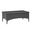 "CorLiving Wide Rattan Patio Coffee Table with Glass Table Top- 43""x24"""