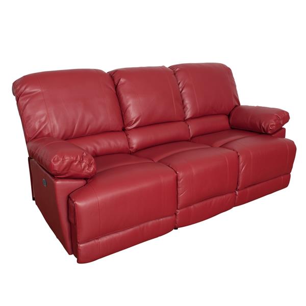 Corliving Bonded Leather Power Recliner, Red Leather Recliner Sofa