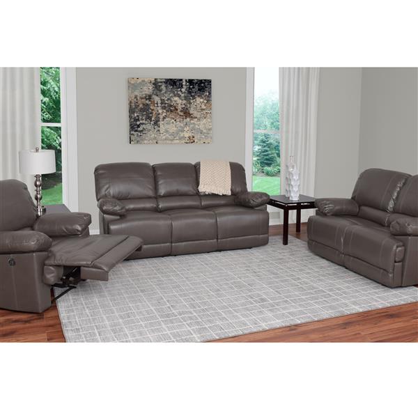 Corliving Bonded Leather Power Recliner, Grey Leather Sofa Set Canada