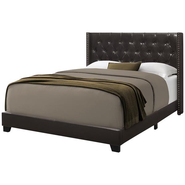 Monarch Bed Brown Leather Look With, Brass Bed Frames Queen Canada