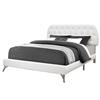 Monarch Bed White Leather Look with Chrome Legs - Queen Size