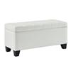 WHI Faux Leather Storage Ottoman - White - 35.5-in x  14-in