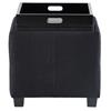 WHI Fabric Storage Pouf with Reversible Tray Lid - Black