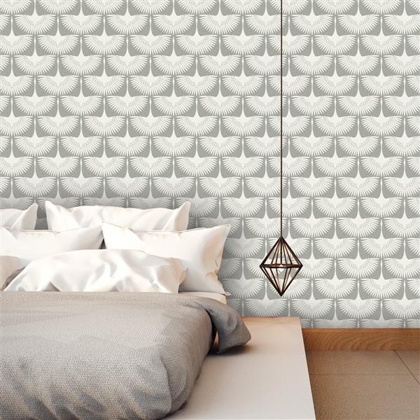 Tempaper Feather Flock Wallpaper - Chalk - 28 sq. ft. | Lowe's Canada