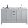 Ariel Cambridge 61-in Double Sink Grey Bathroom Vanity with White Natural Marble Top