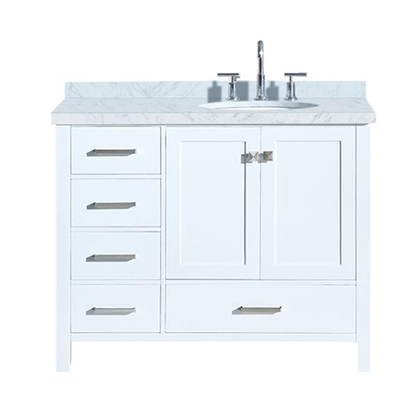 Ariel Right Offset Single Oval Sink, 44 Inch Vanity With Sink